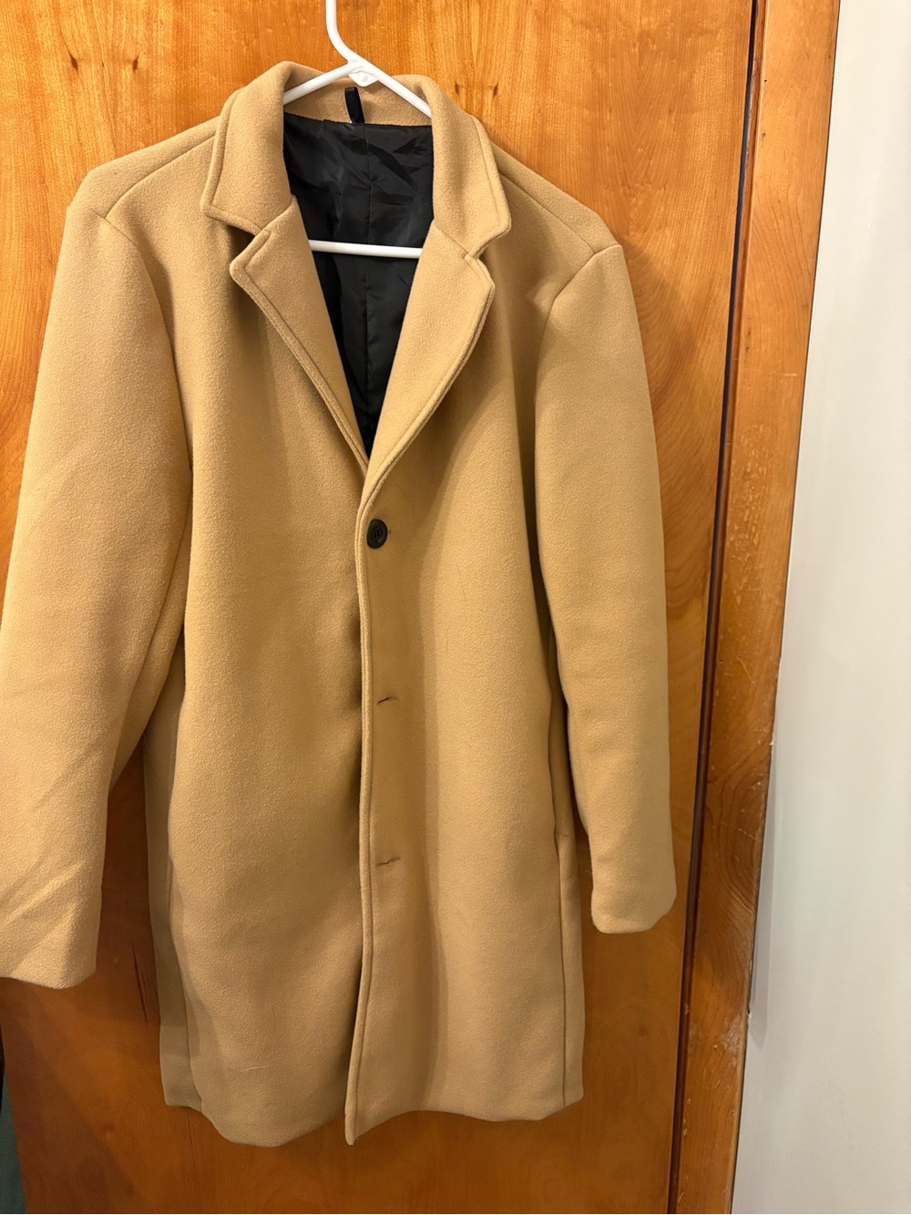 Men's Camel Overcoat - Classic Single-Breasted Coat
